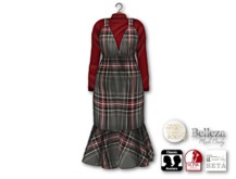 {amiable}Mesh Feminine Check Pattern Maxi Skirt Dress01