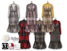 {amiable}Mesh Feminine Check Pattern Maxi Skirt Dress(FAT)