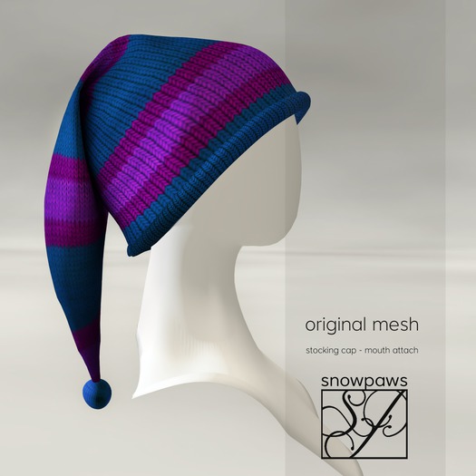 Snowpaws - Blue and Purple Stocking Cap
