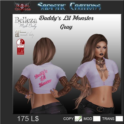 {SC}Daddy's Lil Monster Gray (Wear Me)