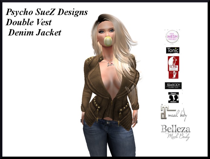 PSD! Double Vest Denim Jacket Brown