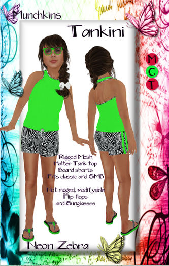 *+*Munchkins*+* Tankini - Neon Zebra