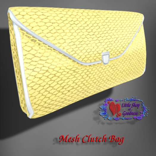 Clutch- Bag Yellow Snake Skin In Silver Frame Mesh