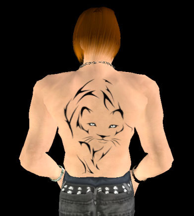 Tiger Tribal Style Back Tattoo