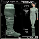 C&F Millie Winter Leather Knee Boots - Faded Mint