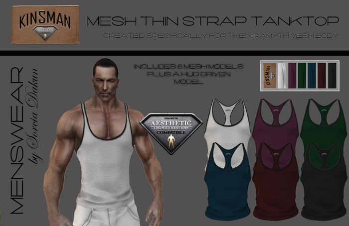 [KINSMAN] Mesh Thin Strap Tank Top FATPACK