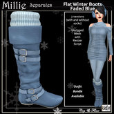 C&F Millie Winter Leather Knee Boots - Faded Blue