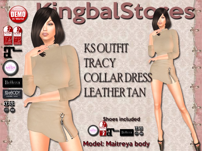 150 KS OUTFIT TRACY COLLAR DRESS LEATHER TAN