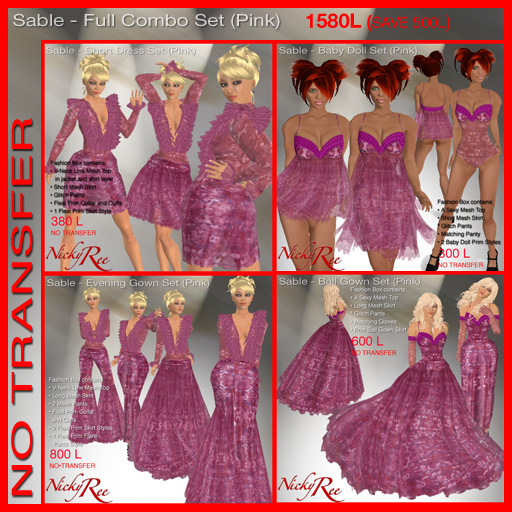 Nicky Ree Gowns - Sable-Full Combo Set (Pink)