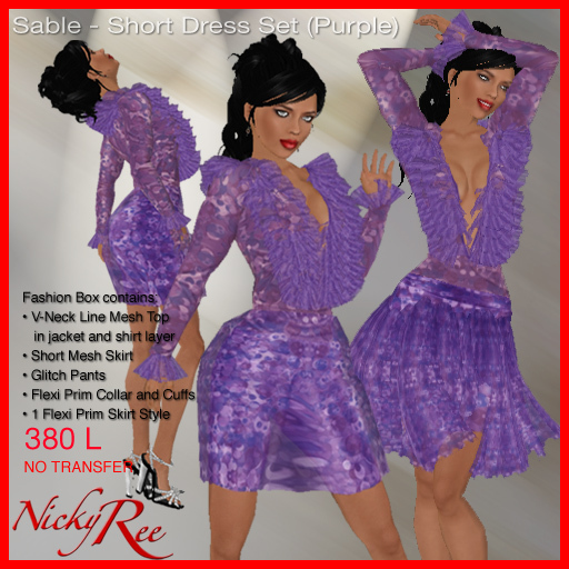 Nicky Ree Dresses - Sable-Short Dress Set (Purple)