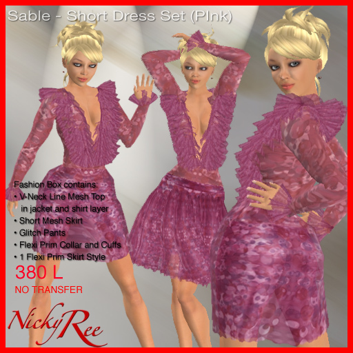 Sable-Short Dress Set (Pink)
