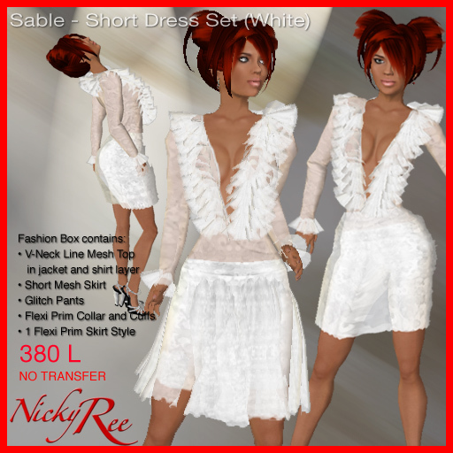 Sable-Short Dress Set (White)