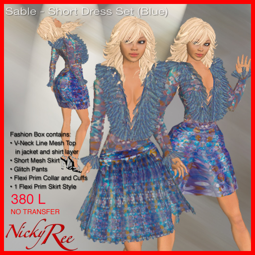 Sable-Short Dress Set (Blue)