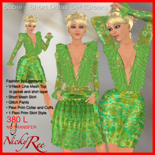 Sable-Short Dress Set (Green)