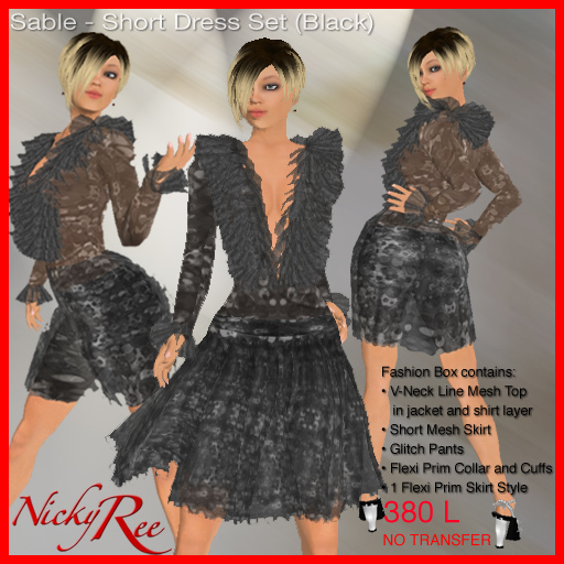 Sable-Short Dress Set (Black)