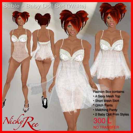 Nicky Ree Dresses - Sable-Baby Doll Set (White)