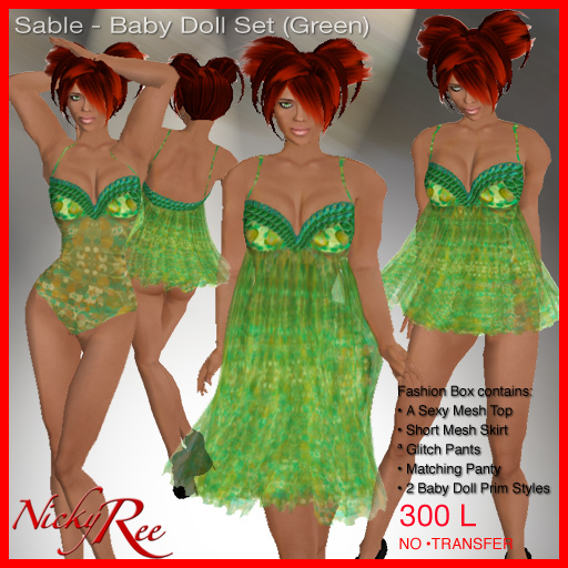 Nicky Ree Dresses - Sable-Baby Doll Set (Green)