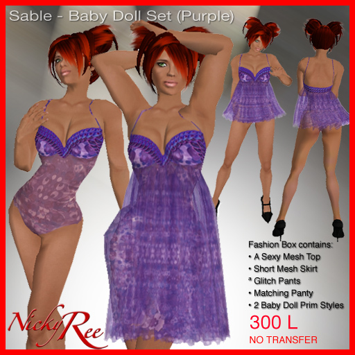Sable-Baby Doll Set (Purple)