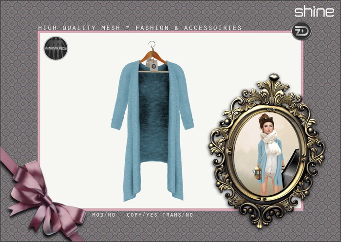 shine by [ZD] - "Muriel" Open Cardigan - Blue