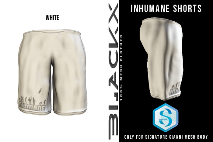 BLACKX // INHUMANE SHORTS SIGNATURE +WHITE+