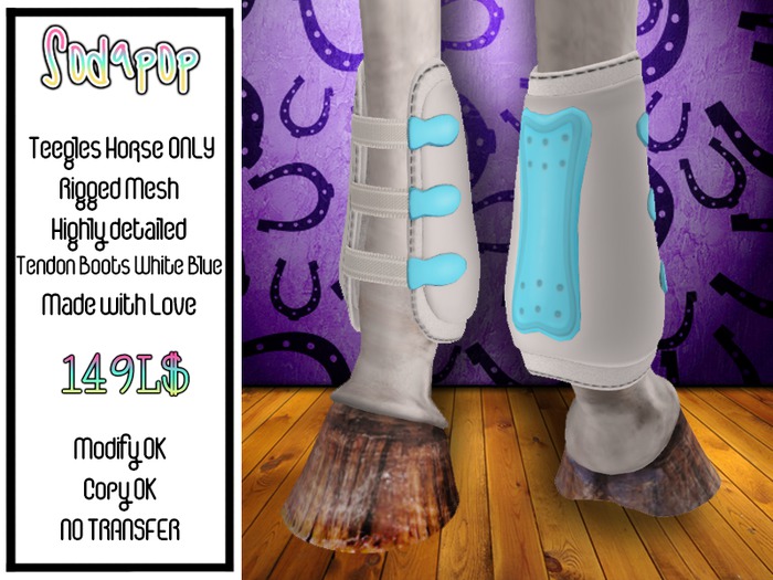 Tendon Boots - White Blue