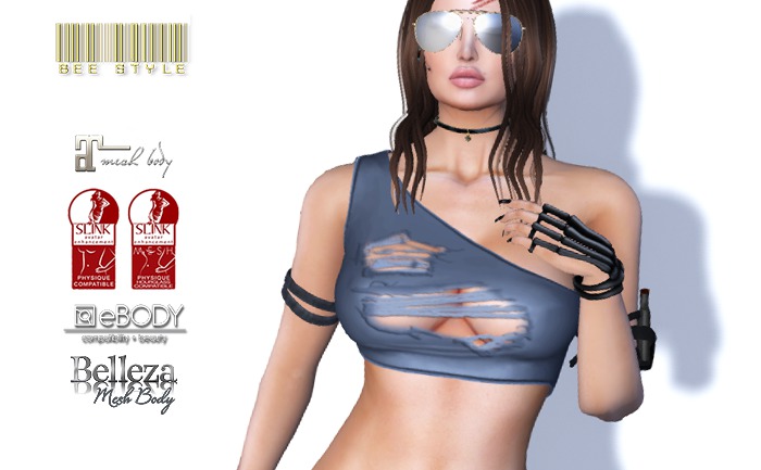 .:Bee:. Ripped Top Blue 