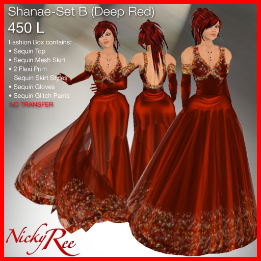 Nicky Ree Gown - Shanae-Set B (Deep Red)
