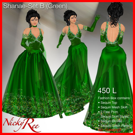 Nicky Ree Gowns - Shanae-Set B (Green)