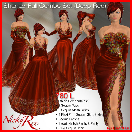 Nicky Ree Gowns - Shanae-Full Combo Set (Deep Red)