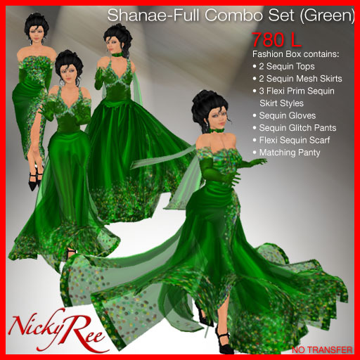 Nicky Ree Gowns - Shanae-Full Combo Set (Green)