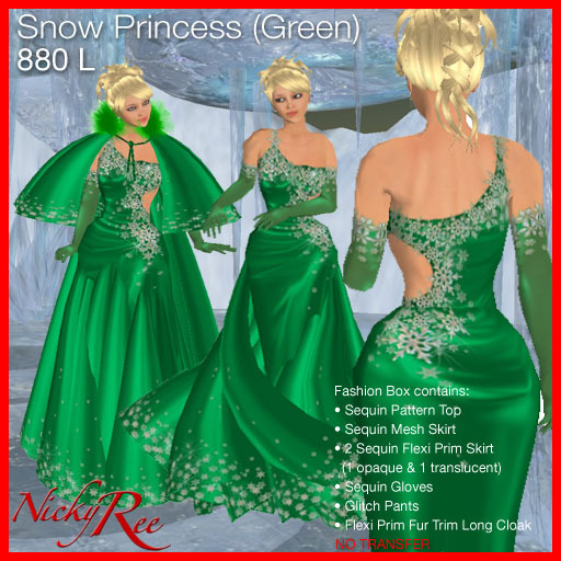 Nicky Ree Gowns - Snow Princess (Green)
