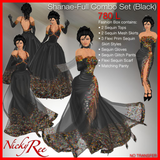 Nicky Ree Gowns - Shanae-Full Combo Set (Black)