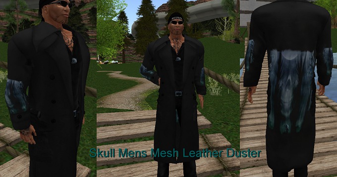 Skull Mens Mesh Leather Dusters