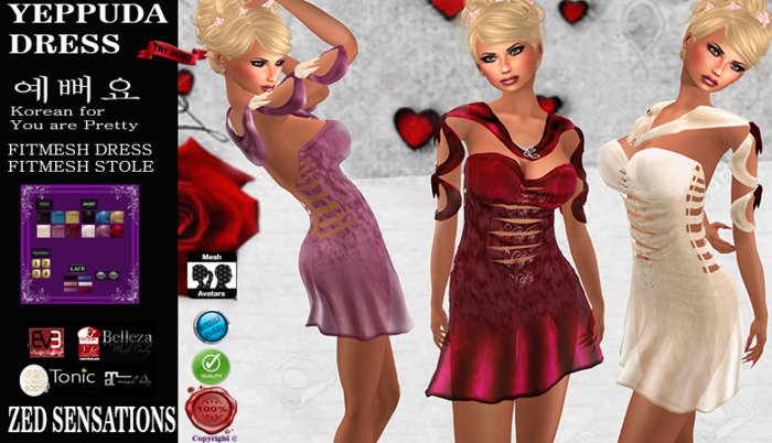 Second Life Marketplace Zed Sensations Yeppuda Pretty Dress EVE BELLEZA SLINK TMP TONIC 