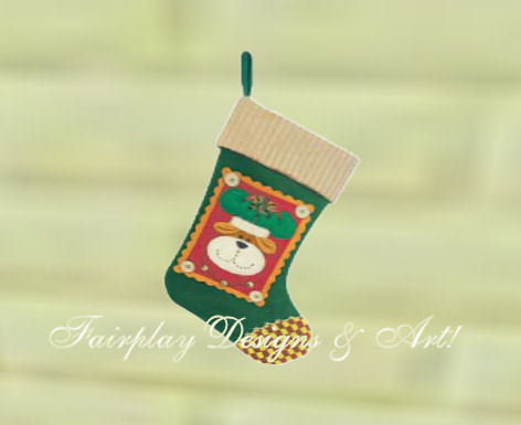Checkered Reindeer Stocking - Resizeable