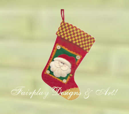 Checkered Santa Stocking - Resizeable