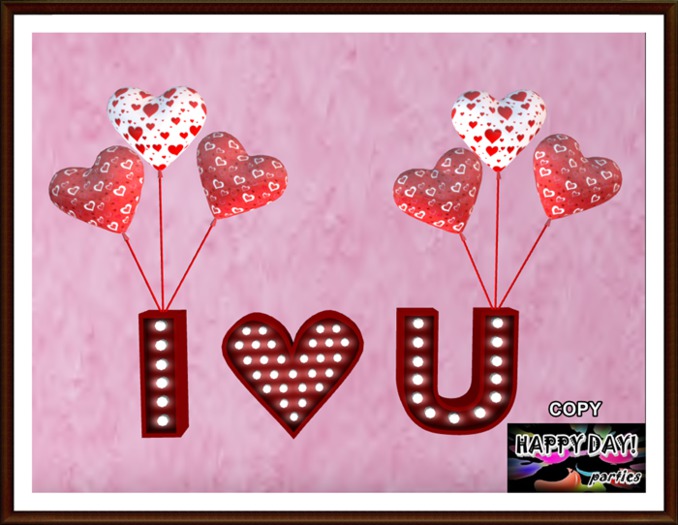 Valentines - I <3 U with Hearts Balloons