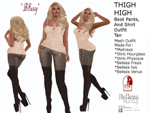 *BSASSY* THIGH HIGH BOOTS AND PANTS OUTFIT TAN