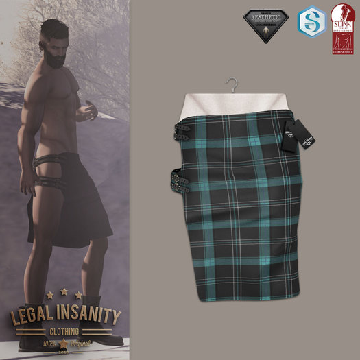 Legal Insanity - Ethan azure tartan kilt