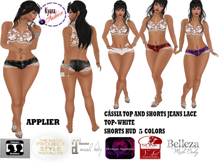 Kyarafashion Top and Shorts Lace Cassia Applier MAITREYA/TMP/ OMEGA/ SLINK/ BELLEZA and classic Avatar
