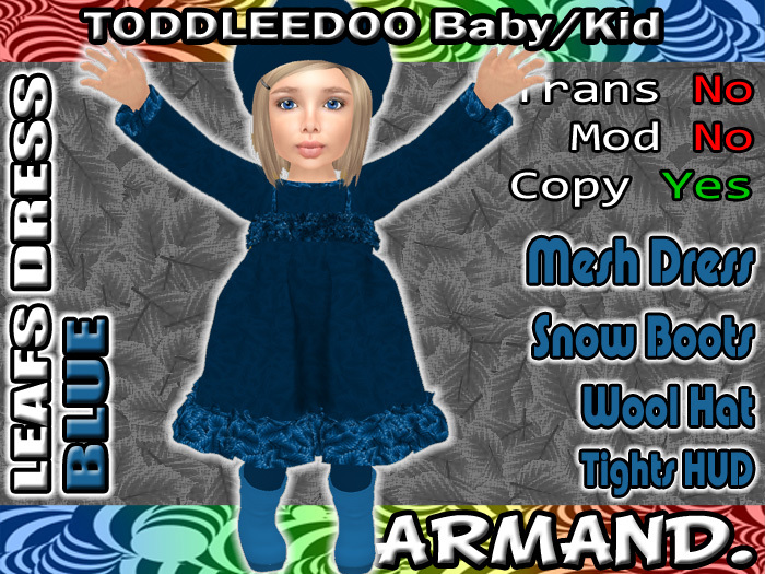 --ARMAND-- LEAFS DRESS - BLUE