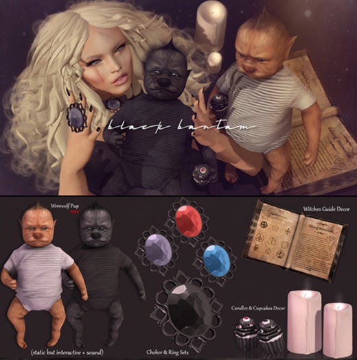 *[Black Bantam] A Witches Gem Choker & Ring Captured Soul