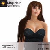 A&A Ling Hair Gold Brown. Rigged mesh straight long womens hairstyle. FUNCTIONAL DEMO 
