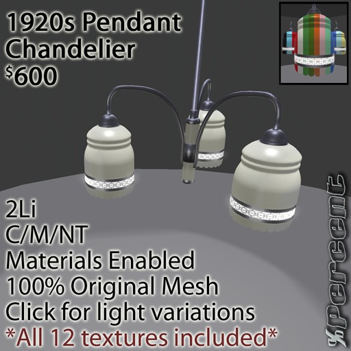 %1920s Pendant Chandelier (multi) *MESH* Delivery Box