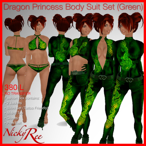 Nicky Ree Bodysuits - Dragon Princess Body Suit Set (Green)