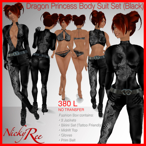 Nicky Ree Bodysuits - Dragon Princess Body Suit Set (Black)