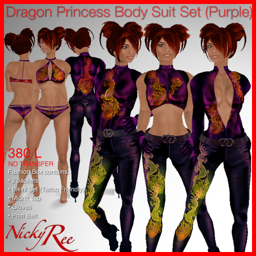 Nicky Ree Bodysuits - Dragon Princess Body Suit Set (Purple)