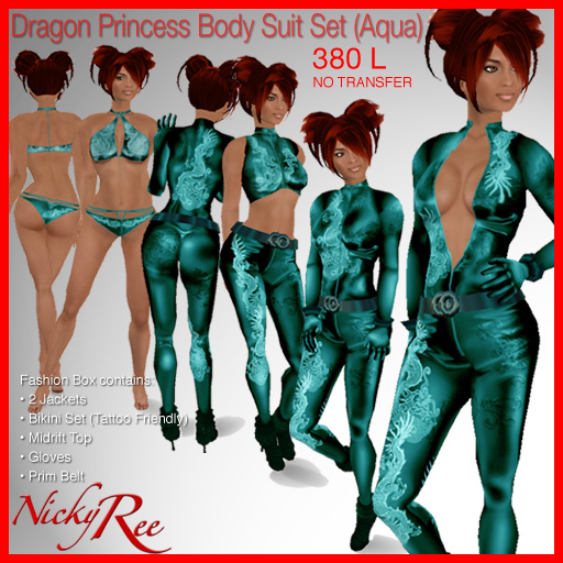 Nicky Ree Bodysuits - Dragon Princess Body Suit Set (Aqua)