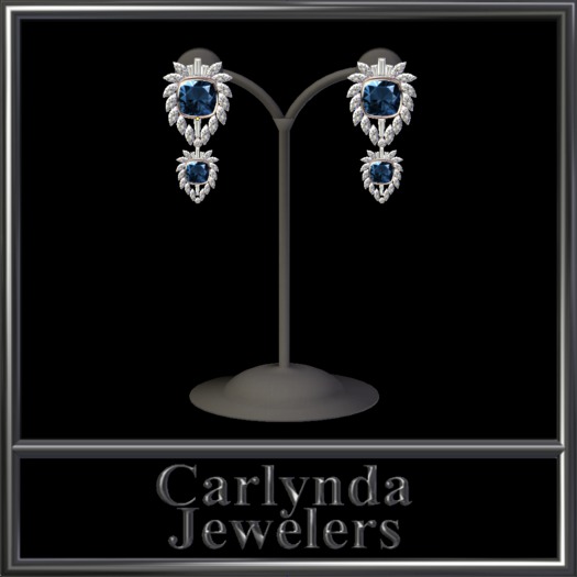Platinum Sapphire Diamond Earrings 