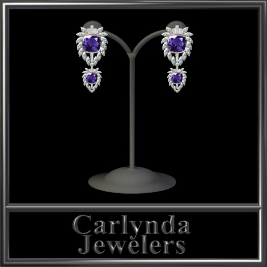 Amethyst Diamond Platinum Earrings